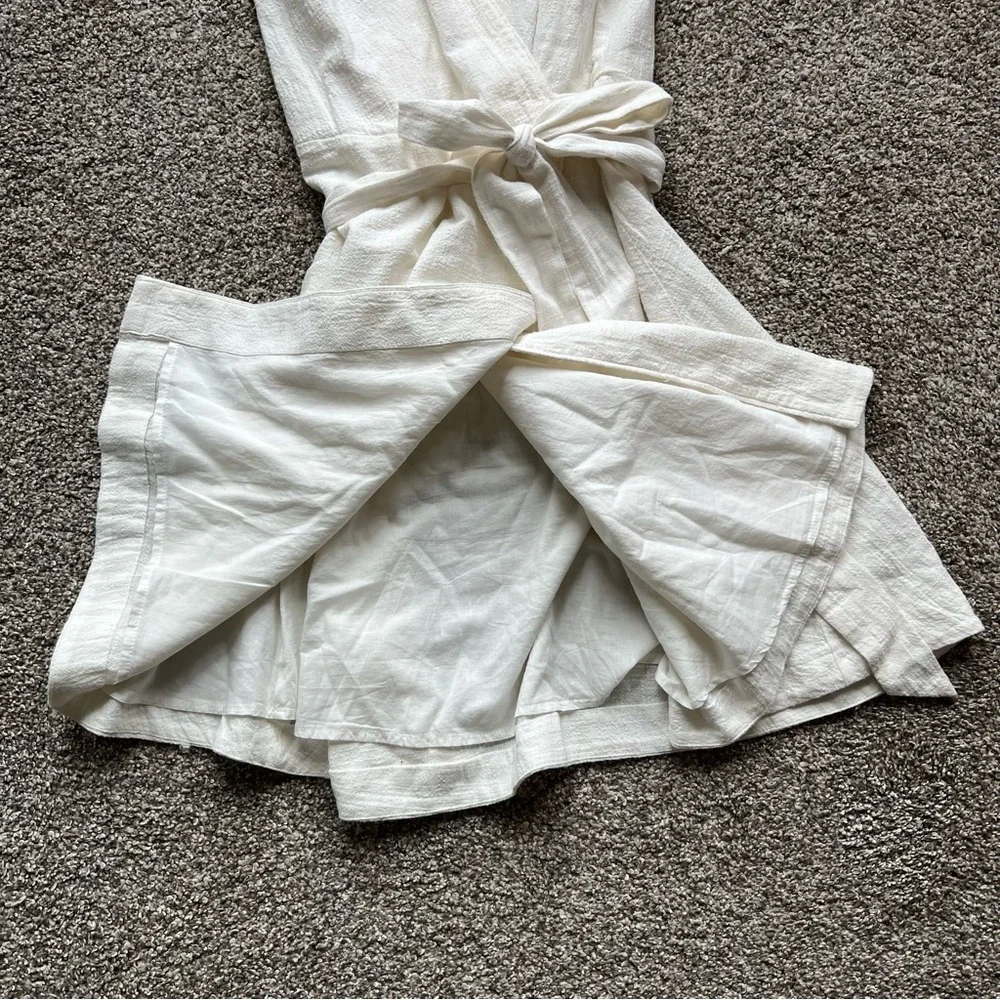 Madewell Ruffle-Sleeve Wrap Mini Dress in White, Size Small - Picture 6 of 10